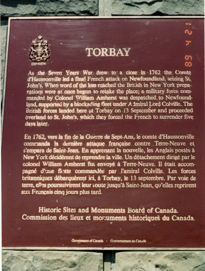 HSMBC plaque commemorating the British attack on St. John's, 1762 (© Parks Canada / Parcs Canada, 1989)