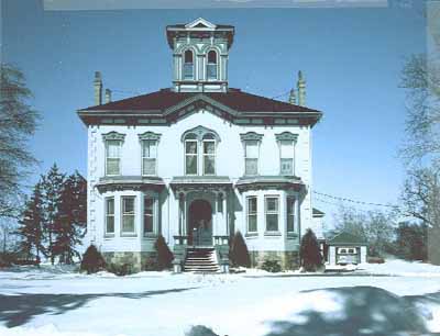 Front view of Castle Kilbride, showing its Italianate style, 1985. © Wilmot Township, 1985.