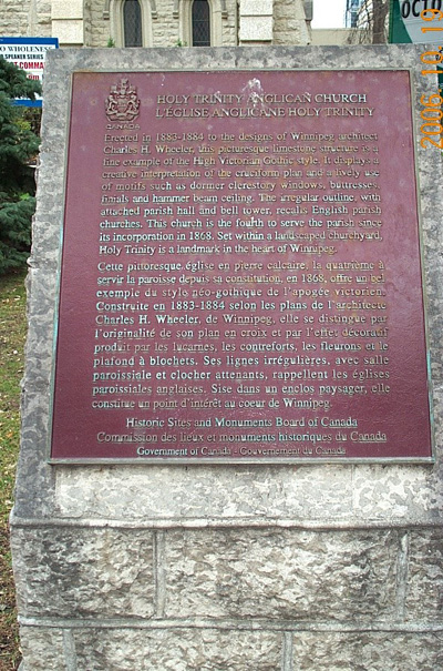 Detail image of the plaque commemorating this site in Winnipeg. © Parks Canada / Parcs Canada, 2006 (Dan Pagé)