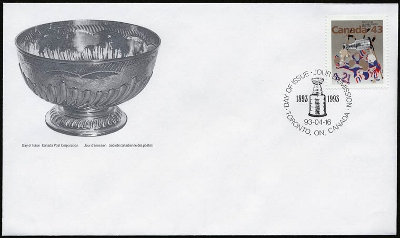 Official First Day Cover of Stanley Cup commemorative Stamp, 1993. © Library and Archives Canada, Canada Post \ Bibliothèque et Archives Canada, Postes Canada