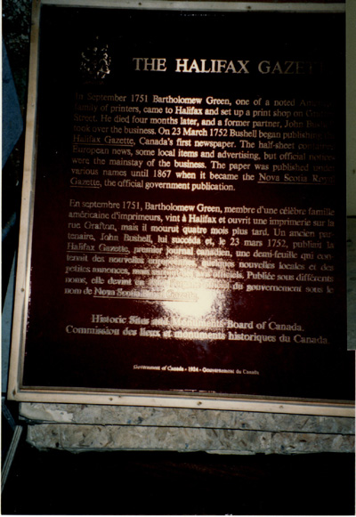 View of the HSMBC plaque commemorating this event © Parks Canada / Parcs Canada, 1989