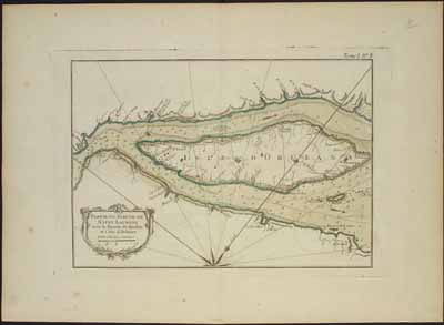 Carte de la seigneurie de l’Île d’Orléans. (© S. Bellin 1764 / Library and Archives Canada | Bibliothèque et Archives Canada / G1059 .B44)