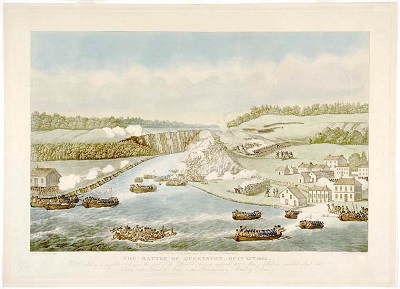 The Battle of Queenston Heights, 13 October 1812, during which Black militiamen played a role as infantry. © Library and Archives Canada / Bibliothèque et Archives Canada, C-000276.