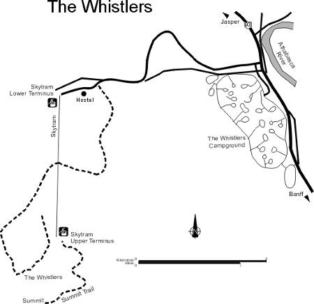 Map of the Whistlers, Jasper National Park