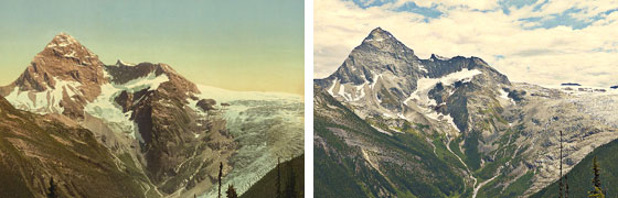 two photos of Illecillewaet Glacier, 1902 and 1911