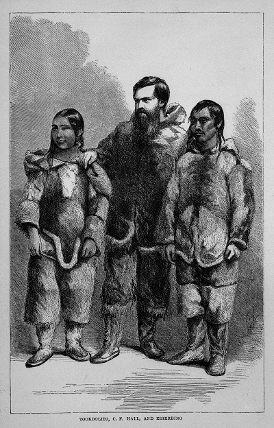 Charles Francis Hall with his Inuit guides Ebierbing and Tookoolito. (© Library and Archives Canada // Bibliothèque et Archives Canada)