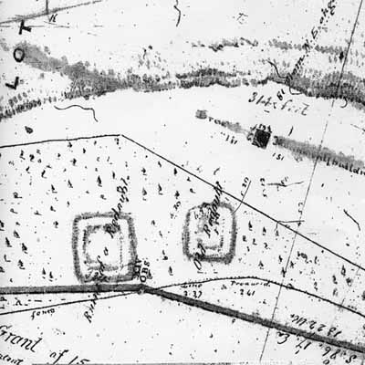 Carte de Fort Drummond montrant son emplacement dans un parc à proximité du monument Brock, dans le lieu historique national du Canada des Hauteurs-de-Queenston, 1854. © Library and Archives Canada/Bibliothèque et Archives Canada, H3/450, NMC 11434, 1854.