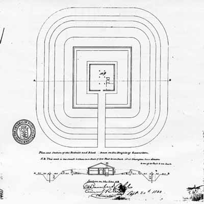 Plan du lieu de Fort Drummond, 1823. © Library and Archives Canada/Bibliothèque et Archives Canada, H3/450, NMC 5175, 1823.