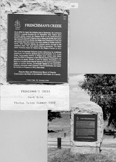 Vue du monument de la plaque à Frenchman's-Creek. © Parks Canada/Parcs Canada, 1989.