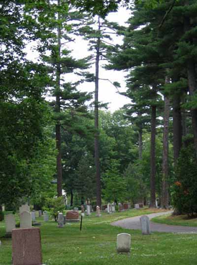 View of the mature trees and a landscape of Mount Hermon Cemetery, 2005. © Parks Canada Agency / Agence Parcs Canada, Rhona Goodspeed, 2005.