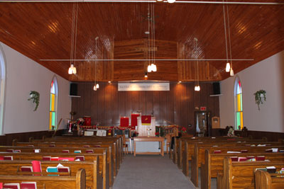 Interior view of Amherstburg First Baptist Church © Parks Canada Agency | Agence Parcs Canada, J. Cousineau.