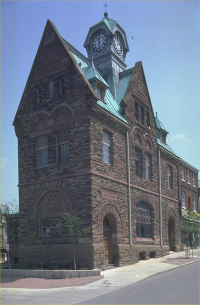 Corner view of the post office. © Parks Canada/Parcs Canada, 1989 (HRS 236)