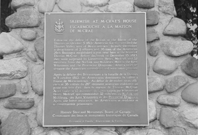 Plaque commemorating Skirmish at McCrae's House © Parks Canada Agency / Agence Parcs Canada