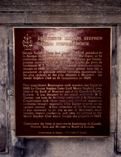 detailed view of the plaque © Parks Canada Agency / Agence Parcs Canada, 1989