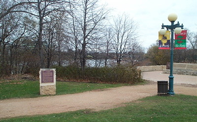 View of the location of the HSMBC plaque at The Forks National Historic Site of Canada © Parks Canada | Parcs Canada