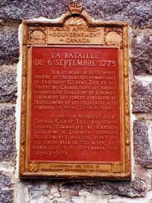 Photo of the plaque commemorating the site of the Battle of September 6th, 1775. © Parks Canada | Parcs Canada