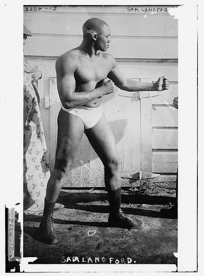 Photograph shows Black Canadian boxer Sam Langford (1883-1956) [between ca. 1910 and ca. 1915] (© Library of Congress)