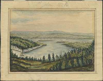 Aquarelle du port de Saint Jean, vers 1809 © Library and Archives Canada | Bibliothèque et Archives Canada, Acc. No. 1986-47-1