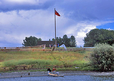 Panoramic view of Fort St. James from across the river showing the viewscapes, 2003. © Parks Canada Agency / Agence Parcs Canada D. Houston, 2003.