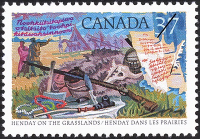 Henday on the grasslands [philatelic record] (© Canada Post Corporation | Société des postes canadienne. Reproduced with Permission | Reproduit avec permission.)