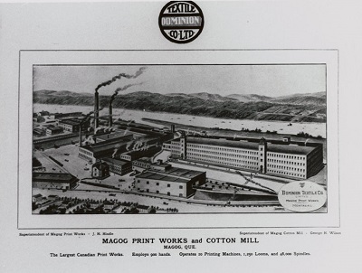 Illustration of the Magog textile mill © Dominion Textile Company fonds / Library and Archives Canada | Fonds de la Dominion Textile Company / Bibliothèque et Archives Canada