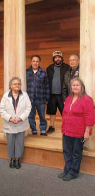 Members of the Nuu-chah-nulth Working Group on the steps of the new Longhouse Exhibit