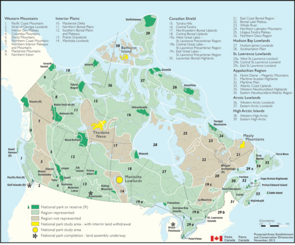 Map - The System of National Parks of Canada