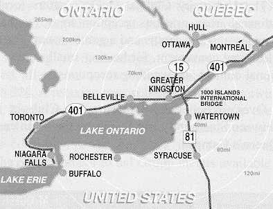 Map of Eastern Ontario and northern New York.