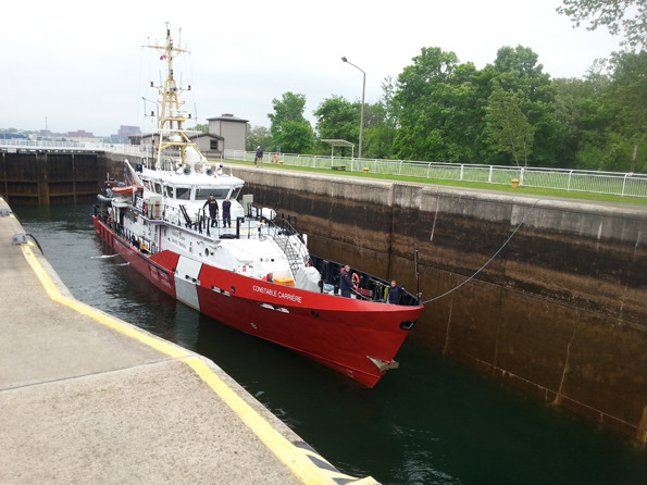 CCGS Constable Carrière locking through the Sault Ste. Marie Canal National Historic Site