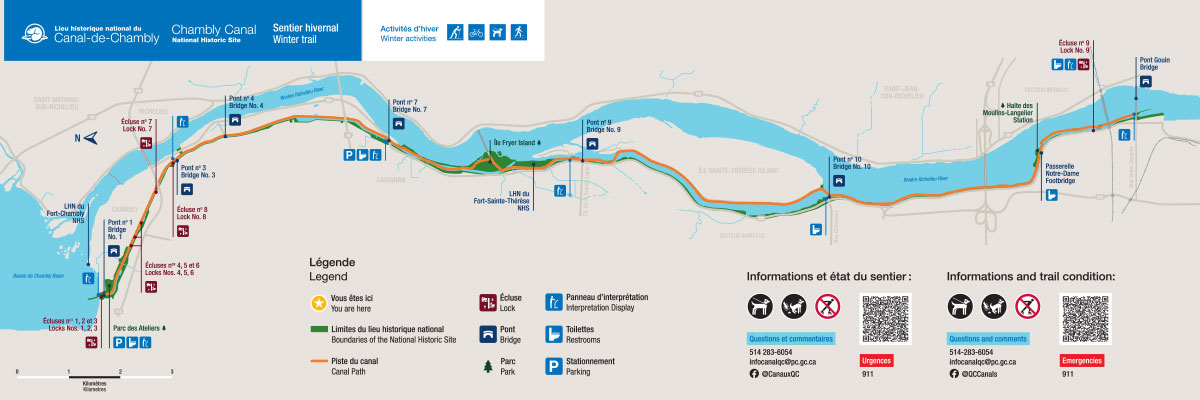 Chambly Canal winter trail map
