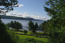 South view: Section of native cemetery and Témiscamingue lake
