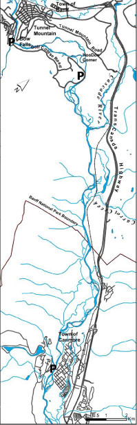 Map of Section # 3 Bow Falls to Canmore