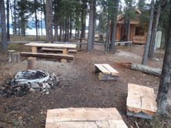 Picnic tables and shelter at the campground