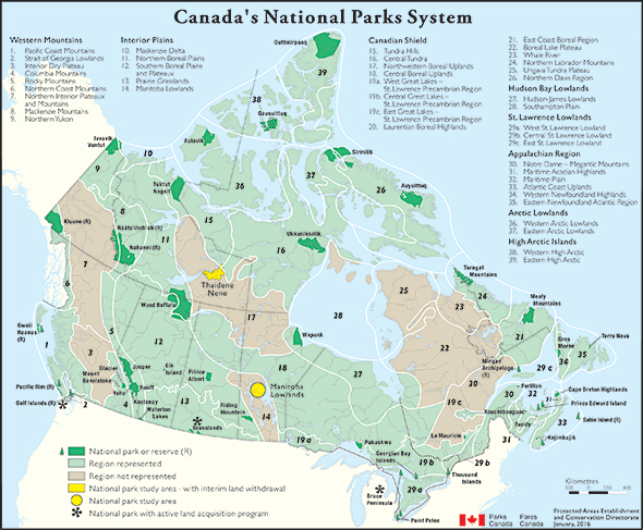 Map: Canada's National Parks System