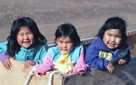 Inuvialuit children in Sachs Harbour