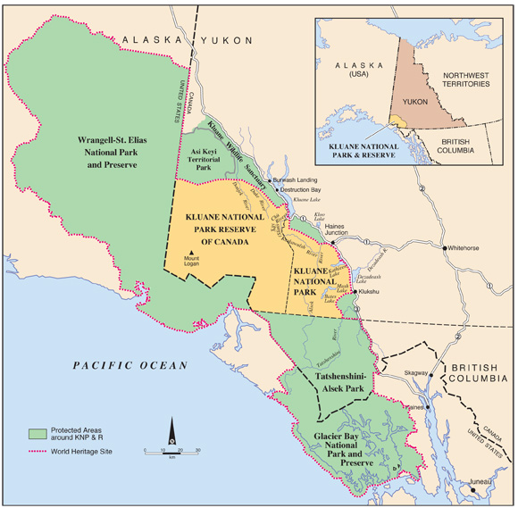 Map showing Regional setting of Kluane Naitonal Park and Reserve