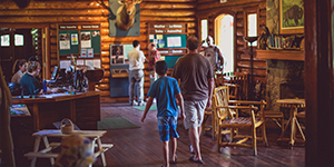 People inside the visitor center.