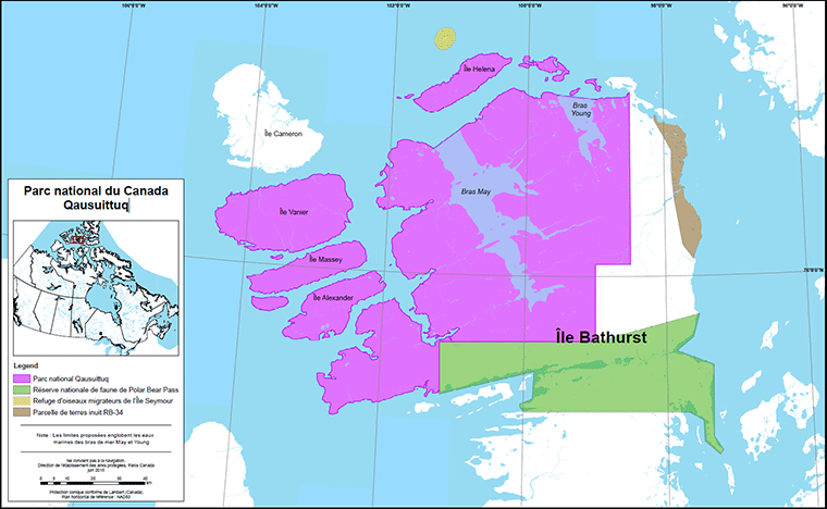 Carte du parc national Qausuittuq