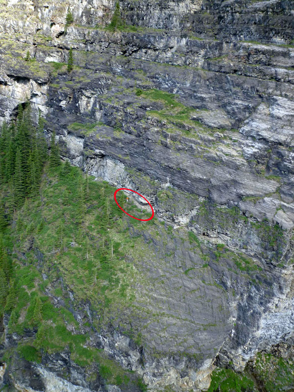 1. Le cercle rouge illustre l’emplacement des deux alpinistes. 