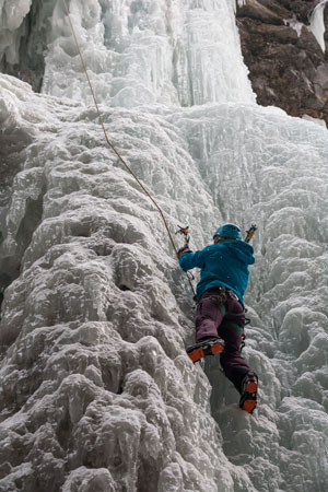 Climber in Maligne Canyon