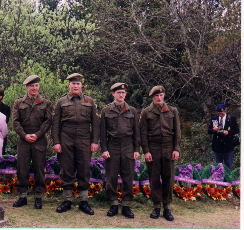 Princess Patricia Light Infantry standing before wreaths at Radar Hill