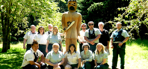 Parks Canada staff and the Benson Island House Post