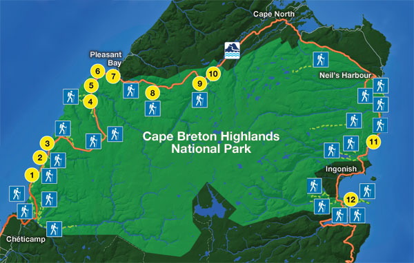 Sightseeing map of Cape Breton Highlands National Park