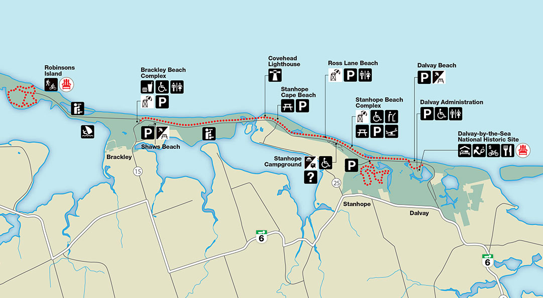 Map of Brackley in PEI National Park.