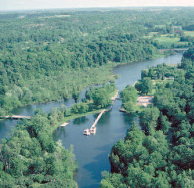 After Upper Brewers, the navigation channel follows the course of the Cataraqui River 